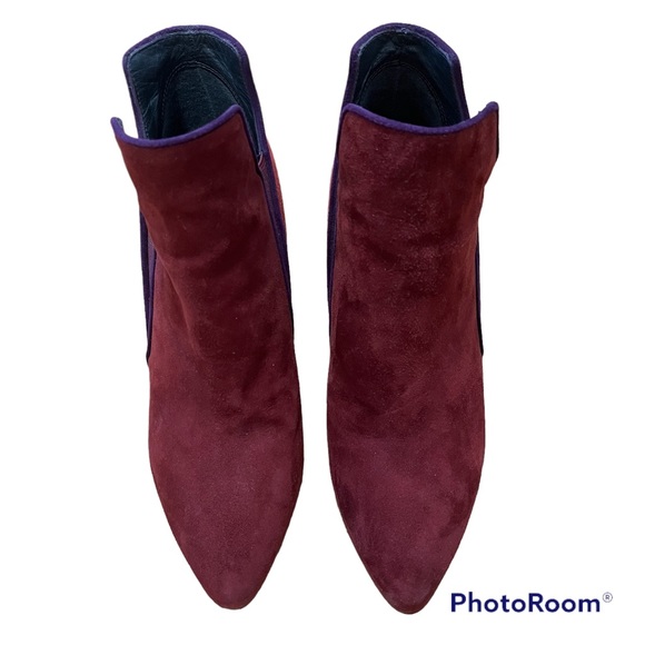 Stuart Weitzman Burgundy Suede Booties Size 7M - Picture 3 of 5